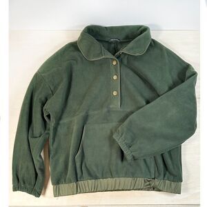 Chic Style Military Fleece Casual Pullover Satin Edges‎ XL Oversized Crop